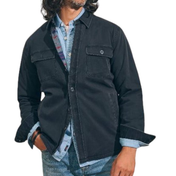 Faherty Jackets & Coats Faherty Chore Coat Blanket Lined Jacket Washed Black Button Front